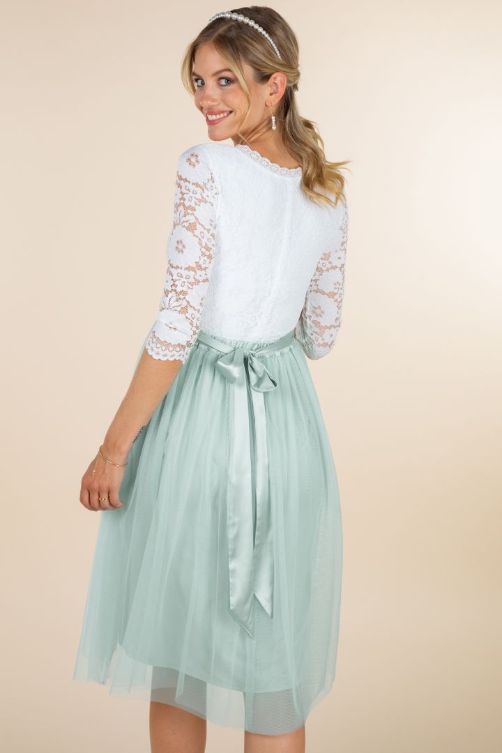 Midi Umstandsbrautrock aus Tüll mint