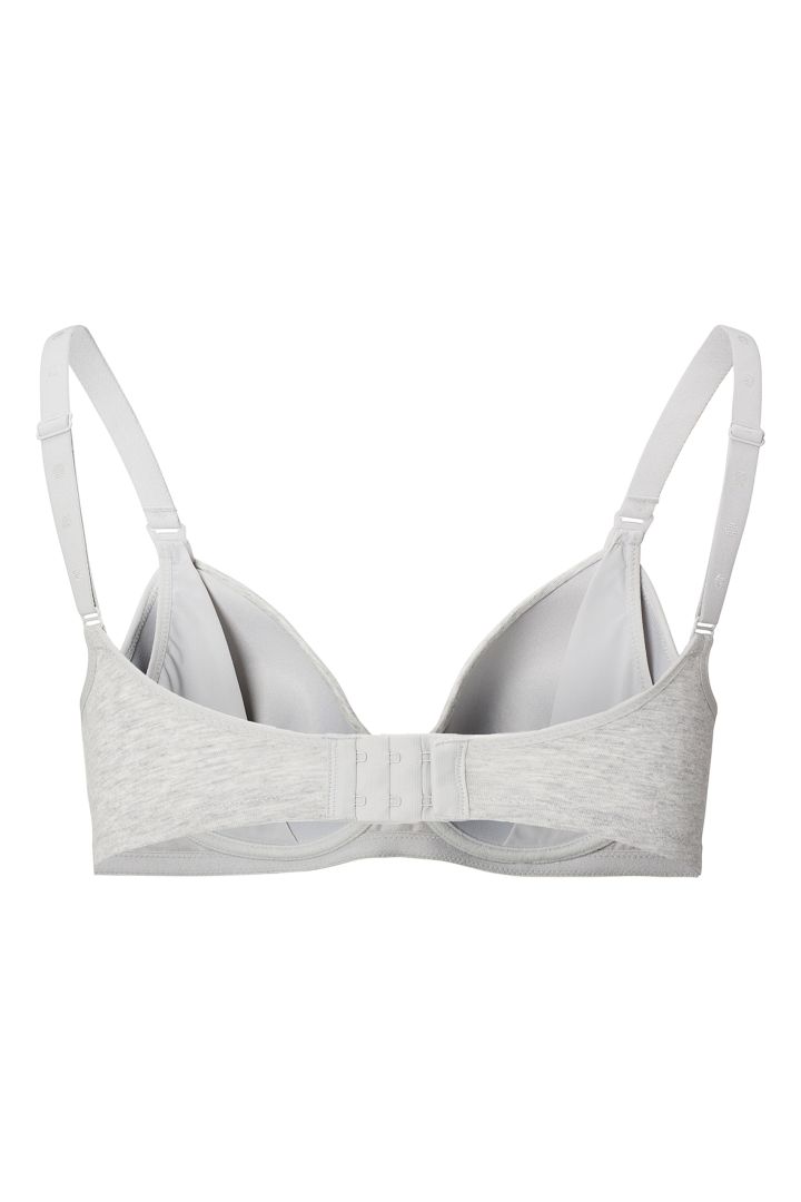 Cotton Nursing Bra with Form Cups and Bow grey