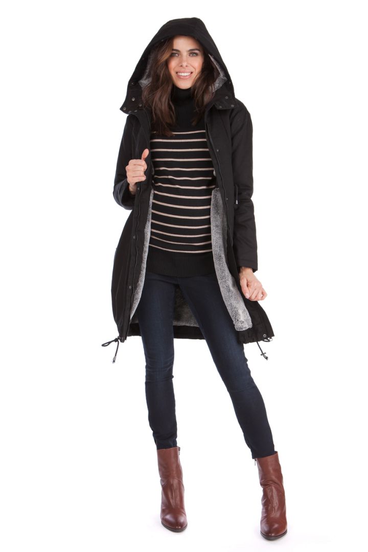 Premium Umstandsparka und Tragejacke schwarz