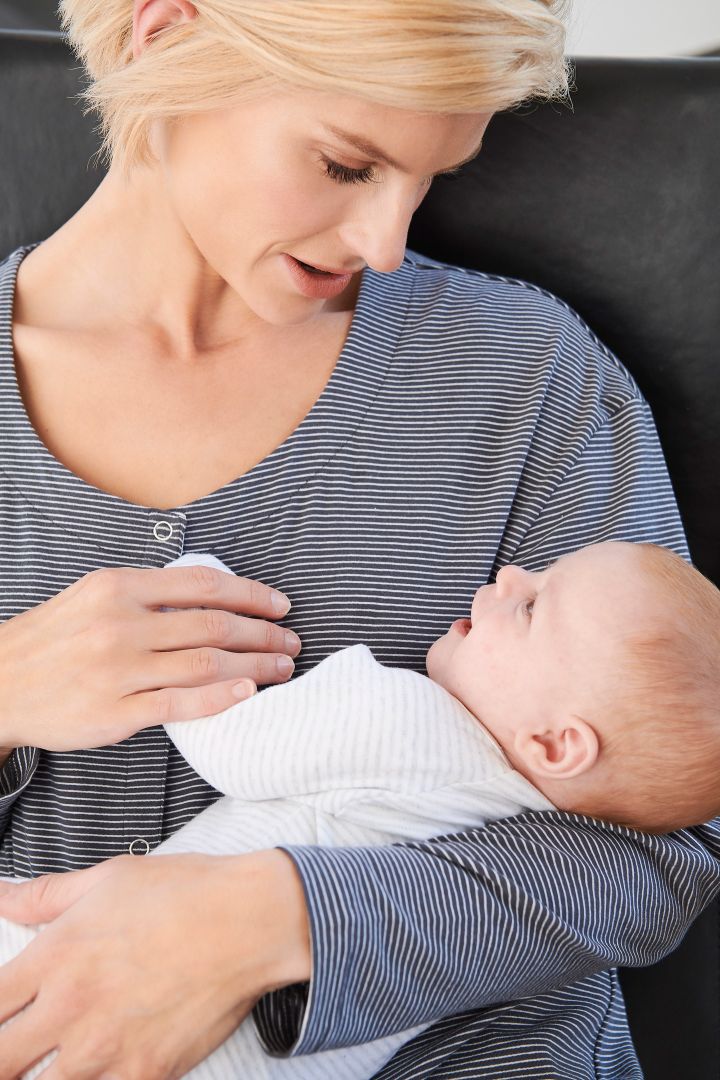 Maternity and nursing nightdress with button strip