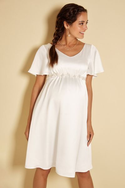 Kurzes Umstandsbrautkleid mit Kimonoärmeln