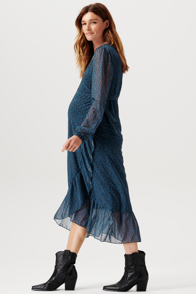 Midi Umstands- und Stillkleid in Wickeloptik petrol