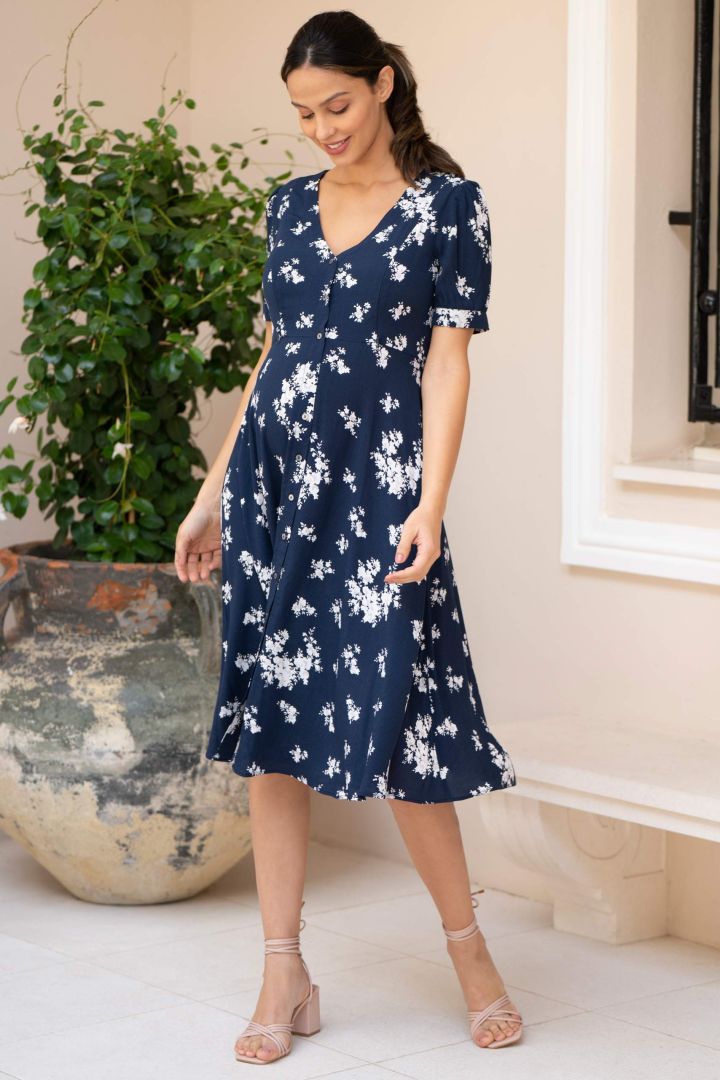 Maternity and Nursing Dress with Floral Print