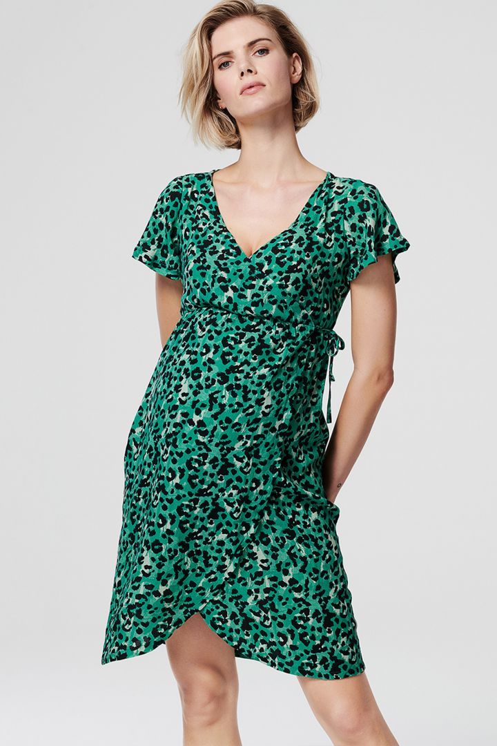 Maternity and Nursing Wrap Dress Leopard