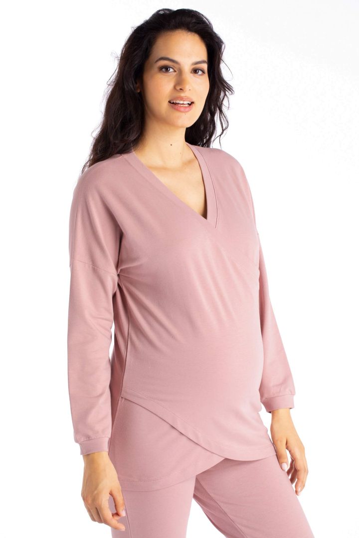 Organic Lounge and Pyjama Maternity Shirt pink