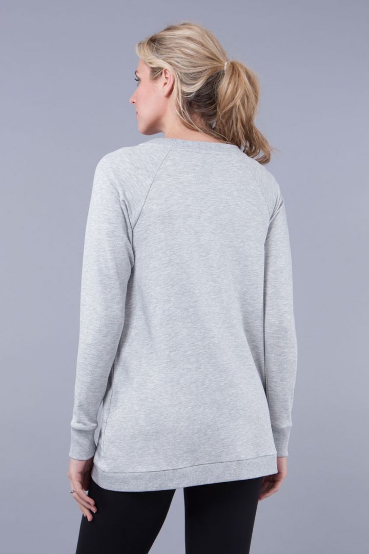 Crossover Nursing Sweater Grey Marl