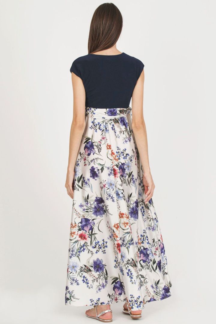 Maxi Umstands- und Stillkleid mit Satinrock ivory