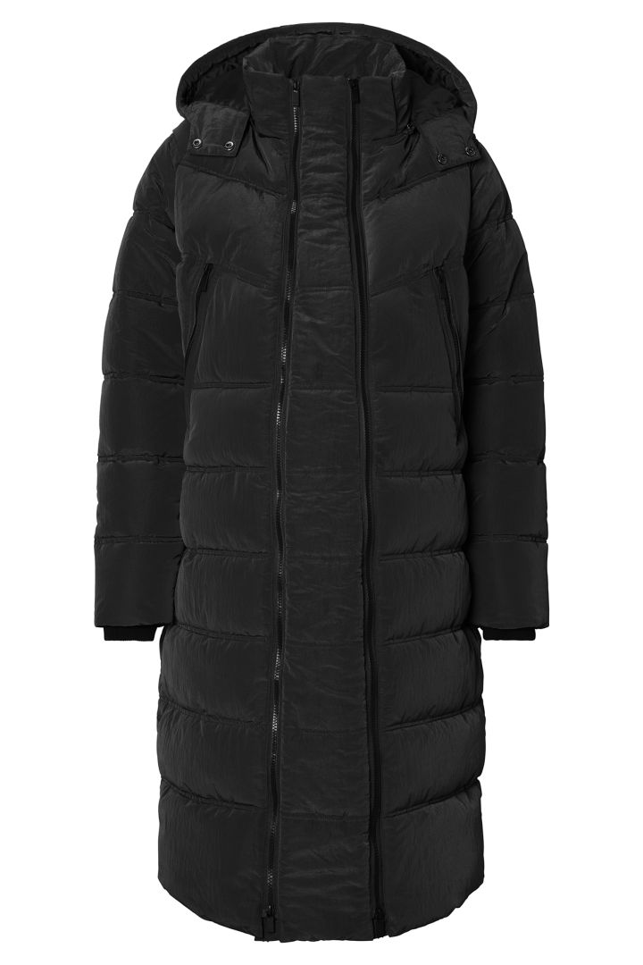 Wattierter Mantel mit Schwangerschaftseinsatz schwarz