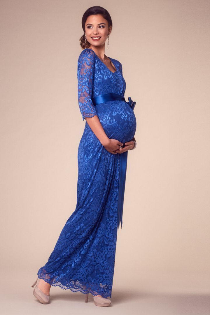 Umstandsspitzenkleid royal blau lang