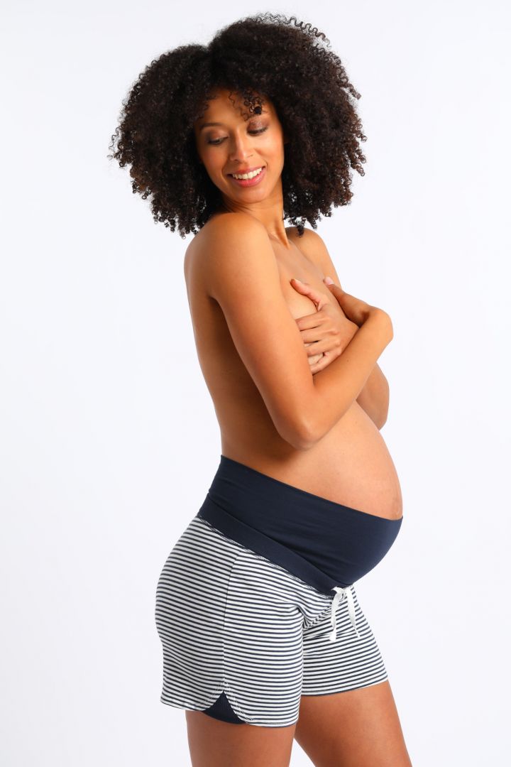 Striped Maternity Shorts in Organic Cotton