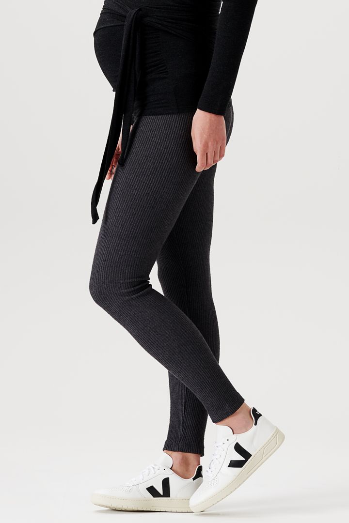 Ecovero Rippstrick Umstandsleggings grau