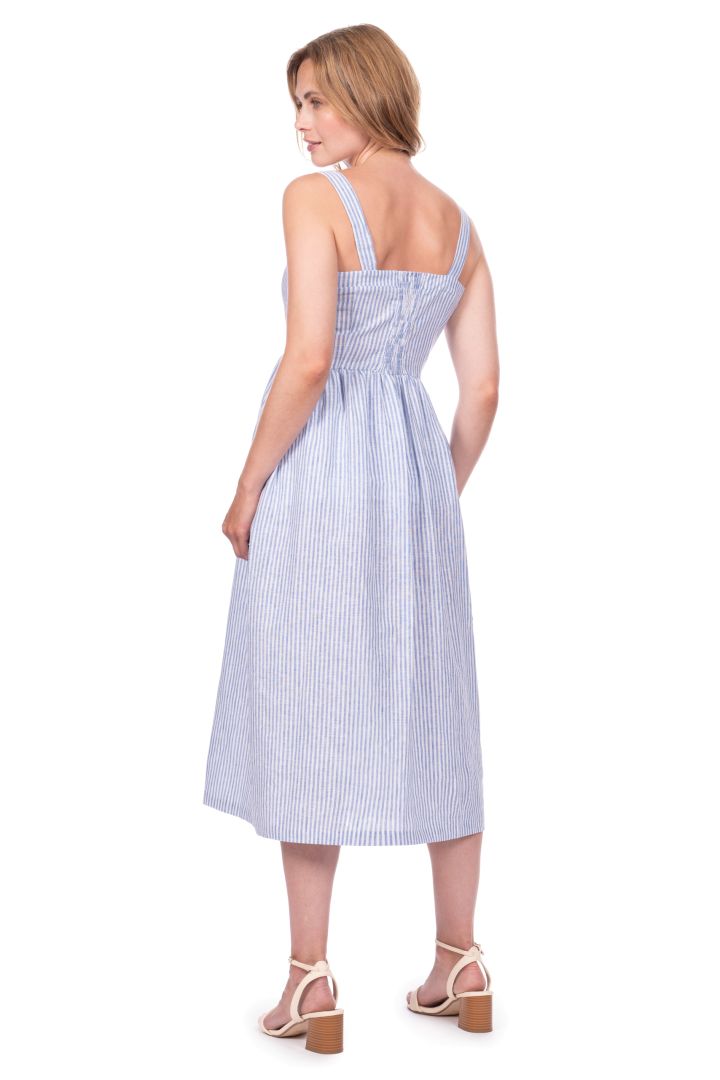 Mid-Length Maternity and Nursing Dress with Button Placket