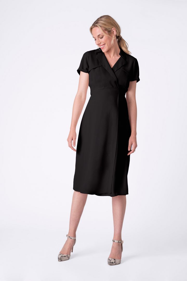 Umstandskleid mit Reverskragen schwarz