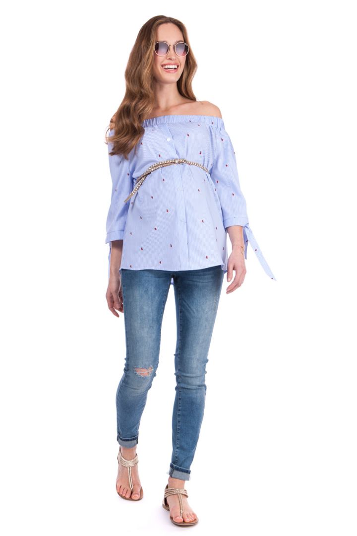 Off Shoulder Umstandsbluse mit Knotendetails