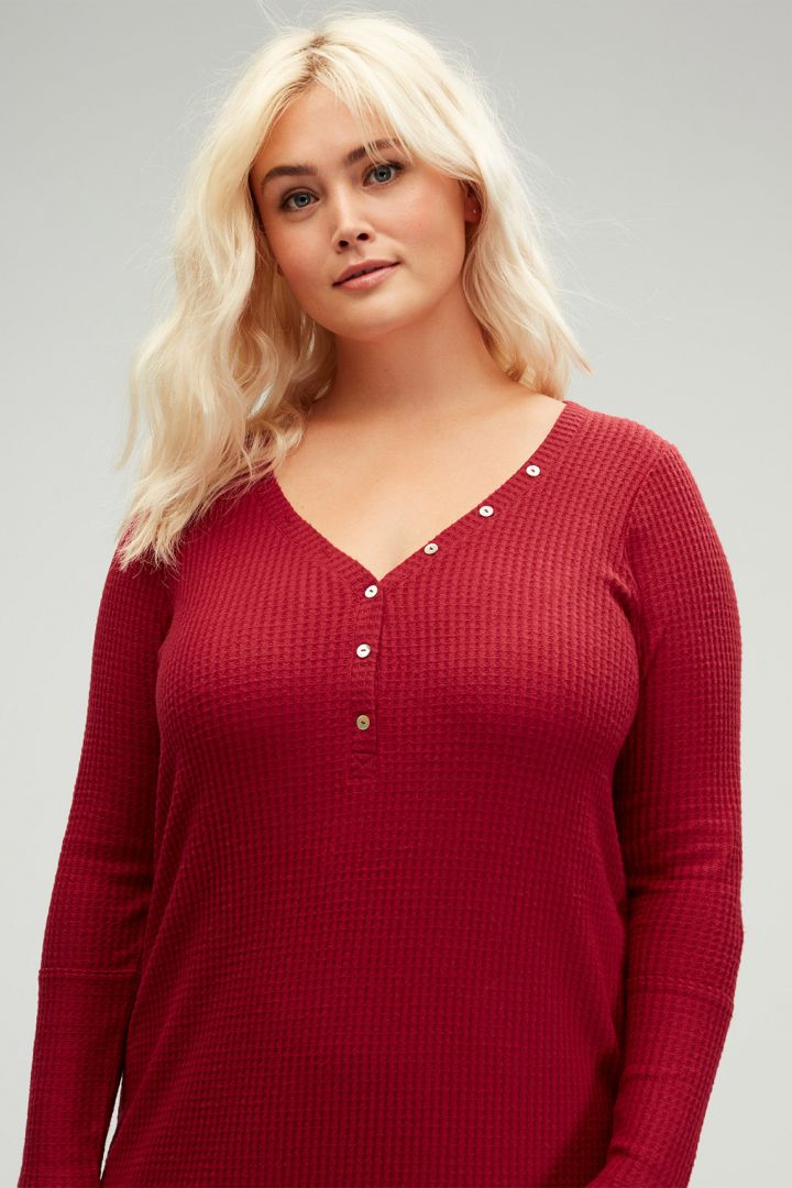 Henley Maternity Nightie red