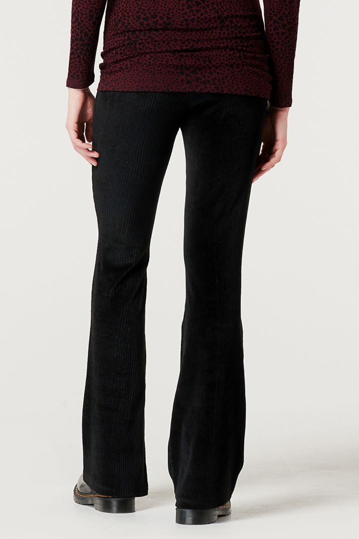 Flared Velvet Maternity Trousers black