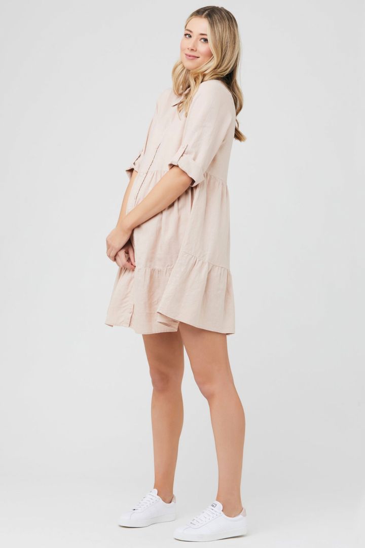 Umstands- und Still-Tunikakleid mit Knopfleiste peach