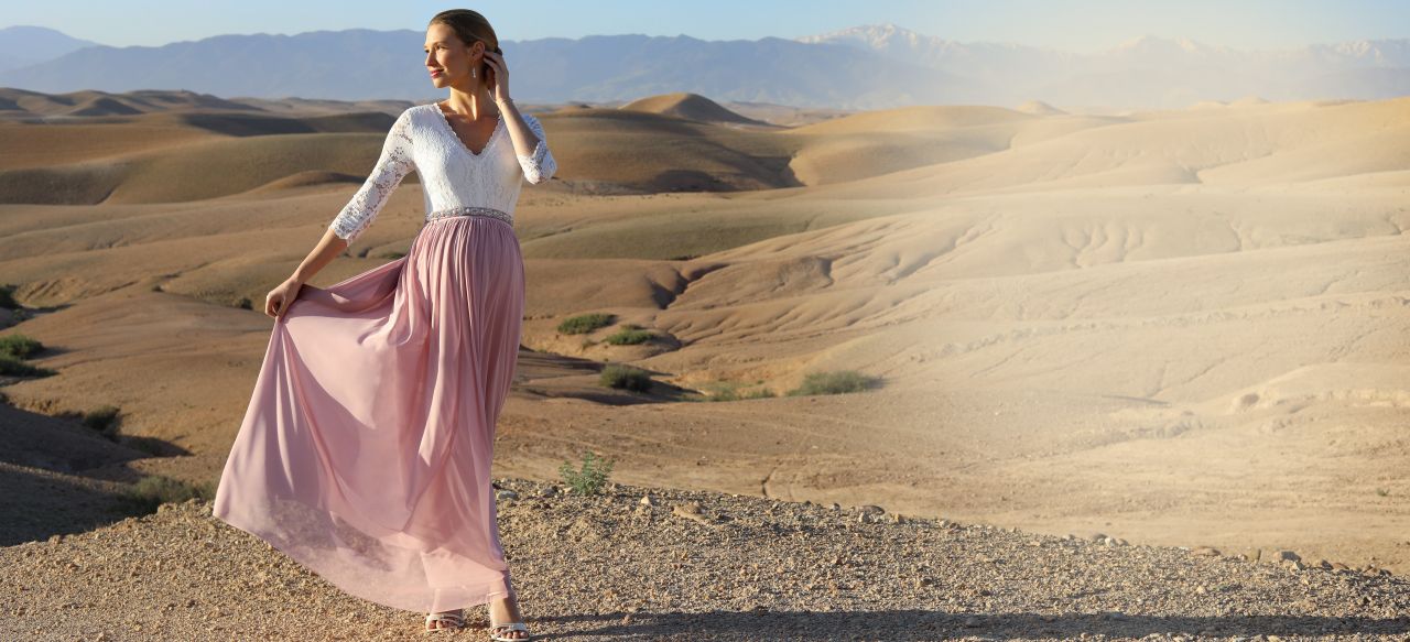 Maxi Umstandsbrautrock aus T&uuml;ll rose