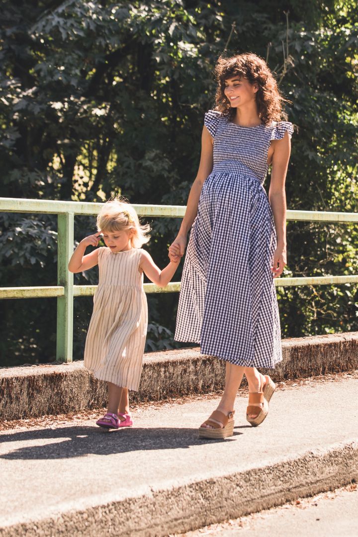 Ginham Maternity Dress with Ruffles
