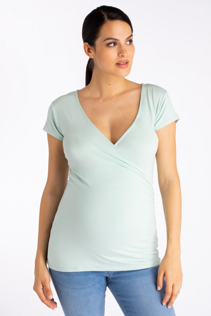 Eco Viskose Cross-Over Umstands- und Stillshirt mint
