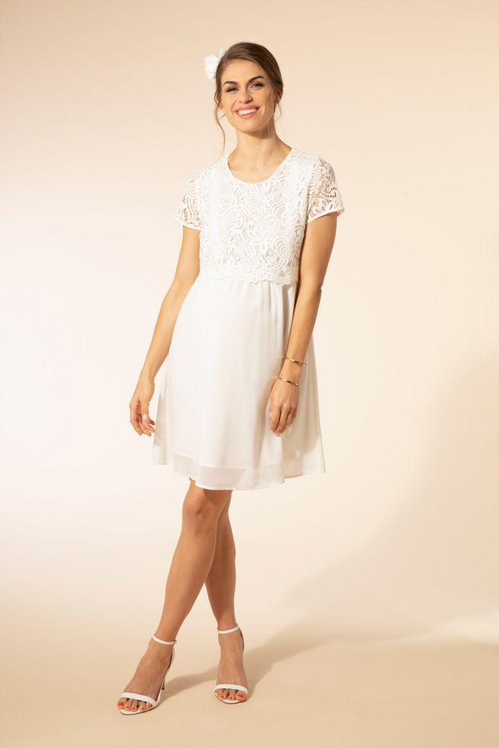 Umstandsbrautkleid mit Stillöffnung und Spitze