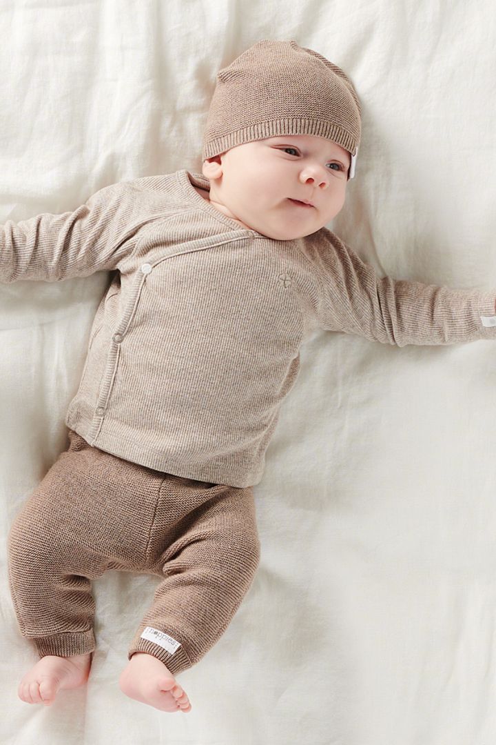 Organic Baby-Strickmütze taupe