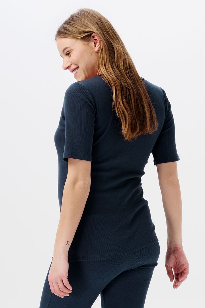 Organic Ripp Umstands- und Stillshirt navy