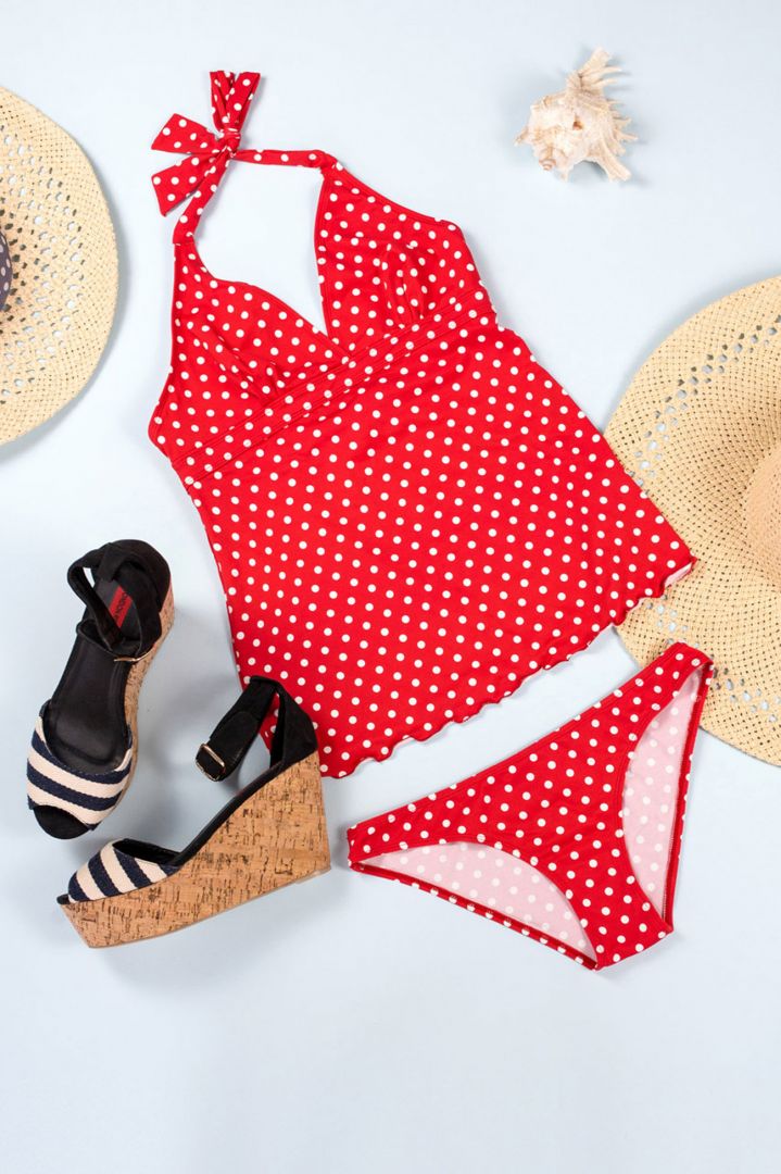 Umstandstankini Dots rot