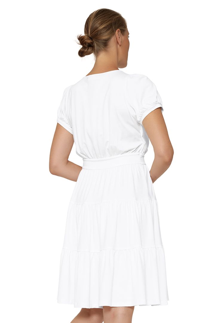 Organic Maternity and Nursing Dress with Flounces white