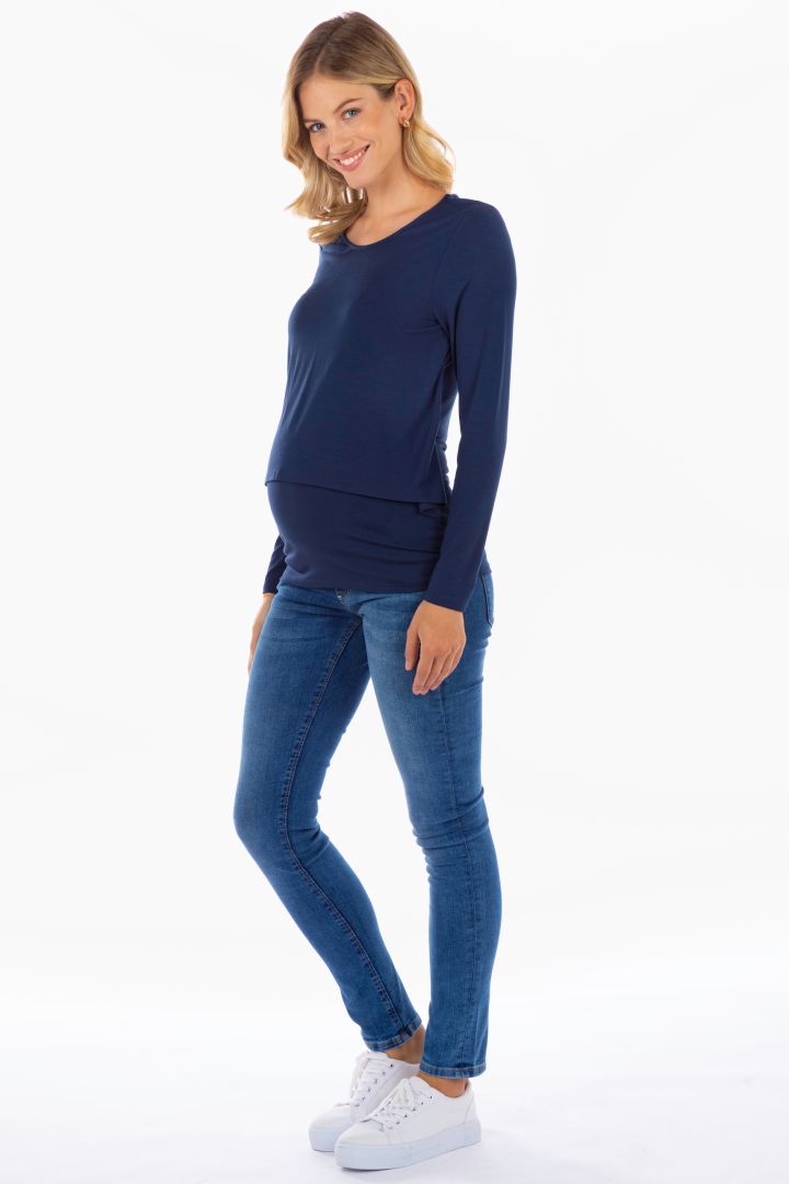 Ecovero Doppellagiges Umstands- und Stillshirt navy