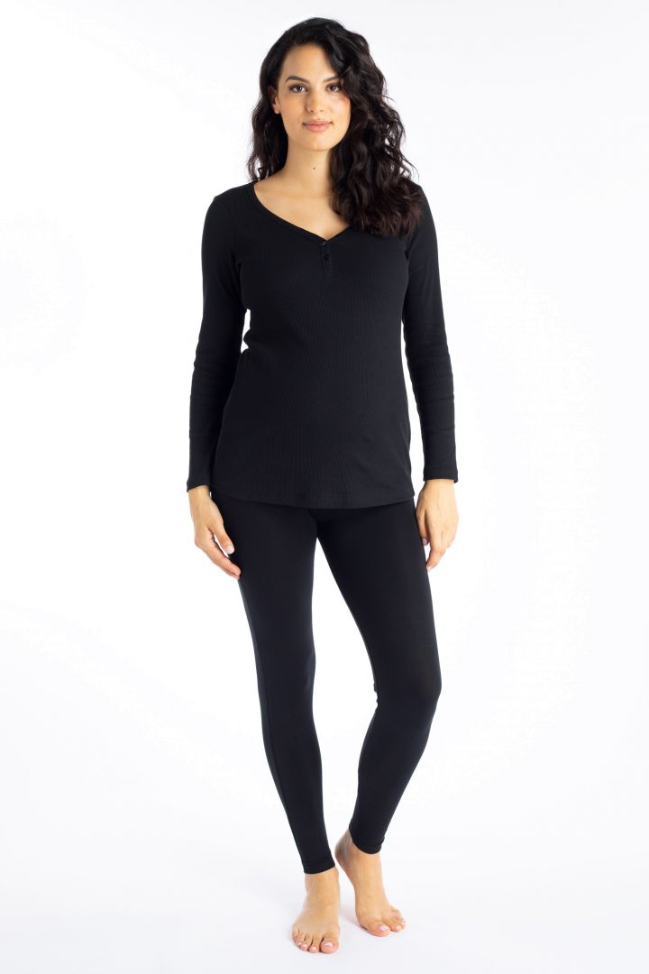 Organic Ribbed Maternity Shirt black