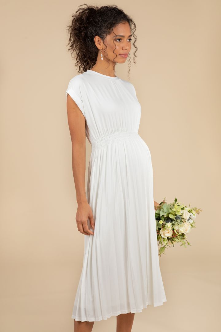 Midi Umstandsbrautkleid mit Plissees