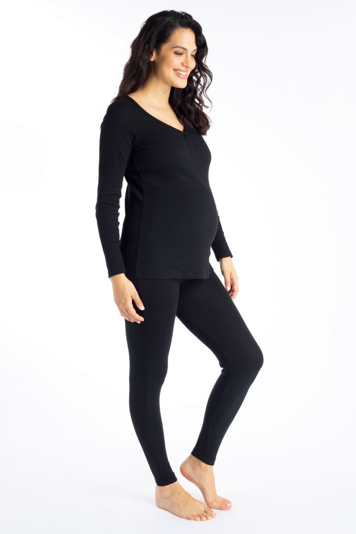Organic Ribbed Maternity Shirt black