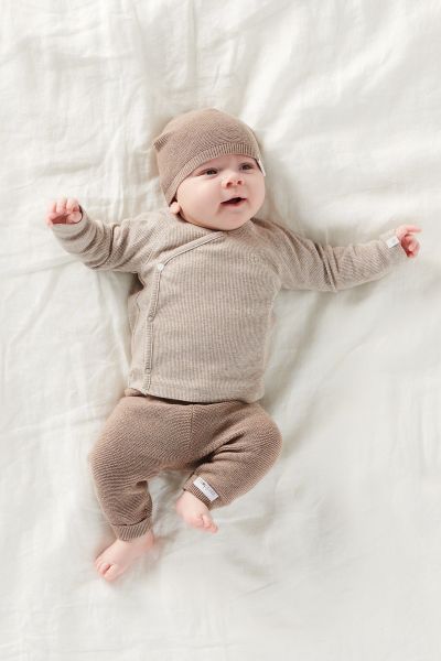 Organic Baby-Strickhose taupe