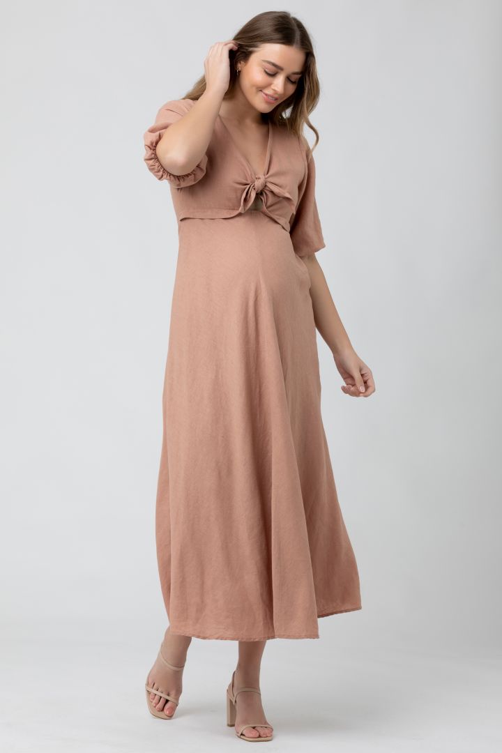 Midi Umstands- und Stillkleid zum Binden