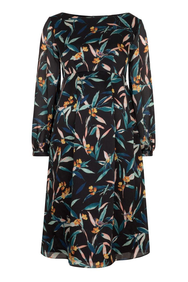 Maternity dress with flower print, navy