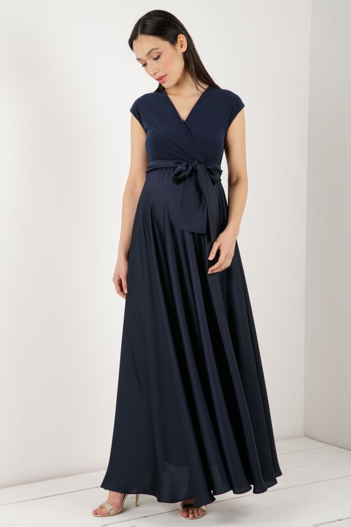 Maxi Maternity and Nursing Dress blue