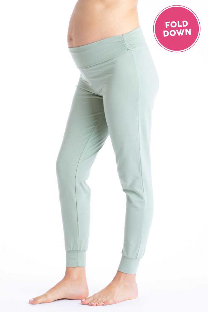 Organic Foldover Maternity Lounge and Pyjama Trousers sage