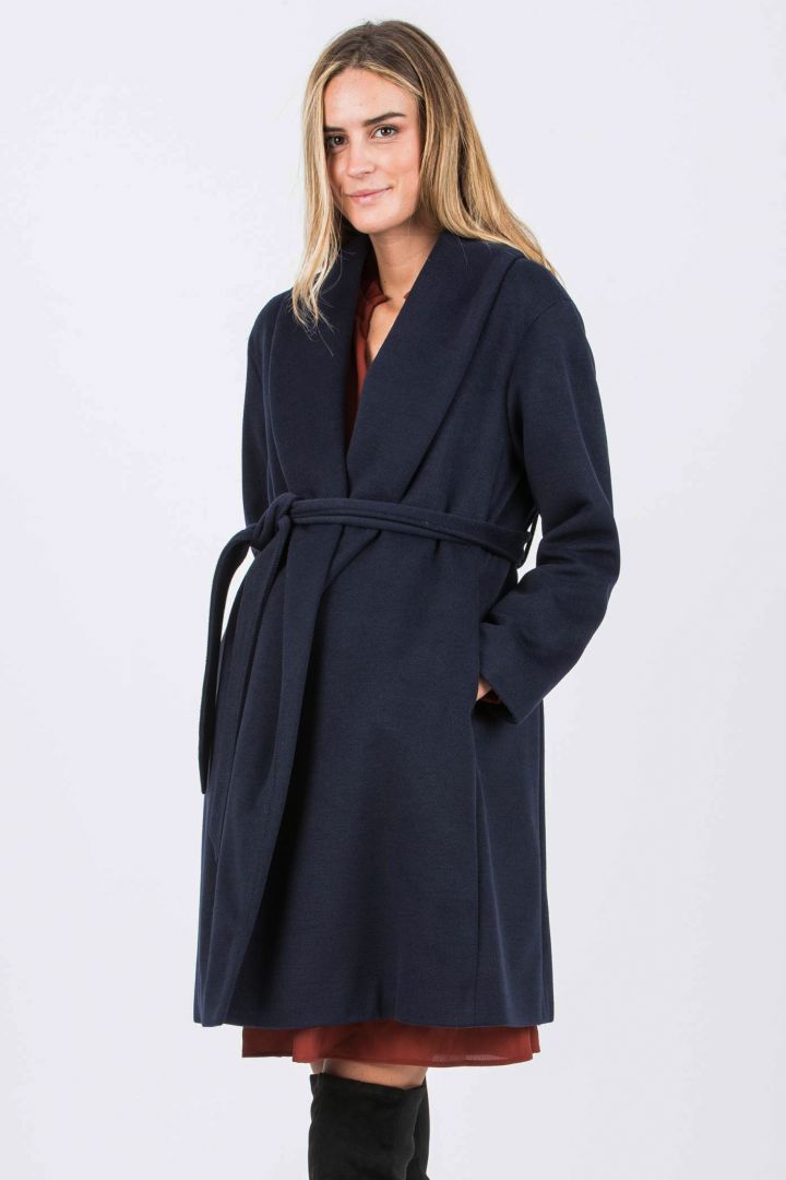 Umstandsmantel mit Schalkragen navy