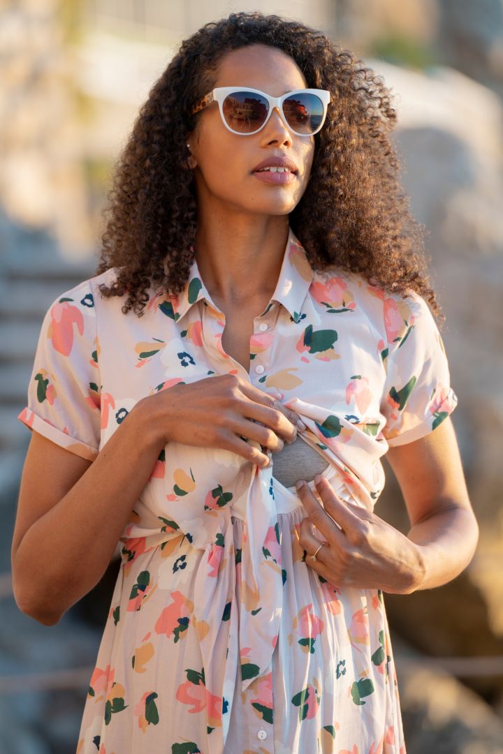 Umstands- und Still-Hemdblusenkleid mit Print