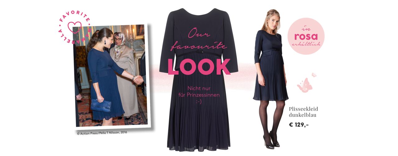 Umstandskleid mit Plisseerock dunkelblau