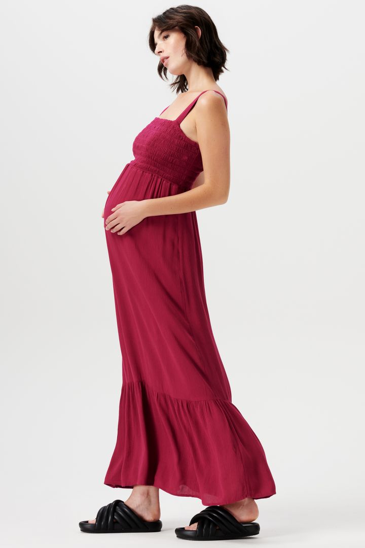 Maxi Umstandskleid mit gesmocktem Oberteil