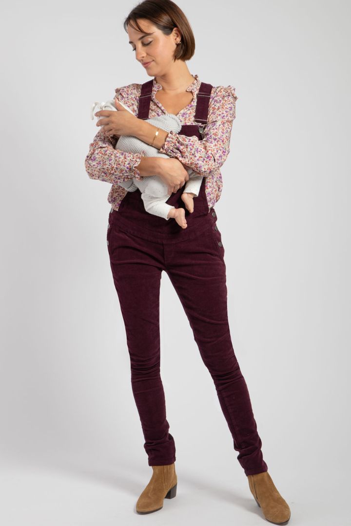 Maternity corduroy dungarees purple