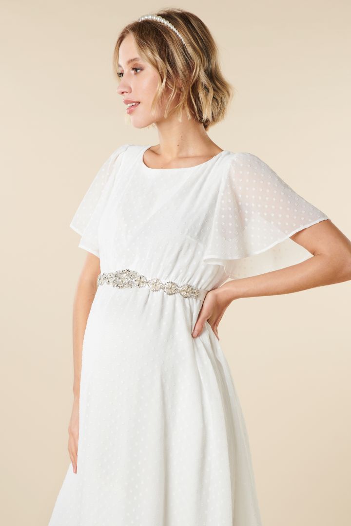 Umstandsbrautkleid mit Schleifendetail am Rücken