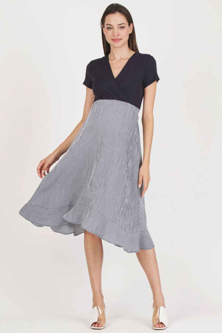 Materialmix Umstands- und Stillkleid Gingham