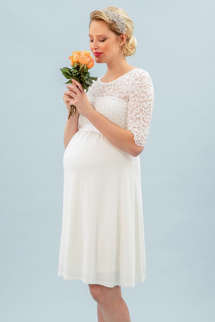 Umstandsbrautkleid in A-Linie mit Rückenausschnitt