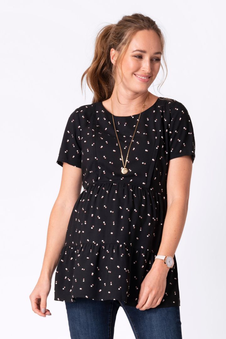 Maternity and Nursing Tunic with Frilled Hem