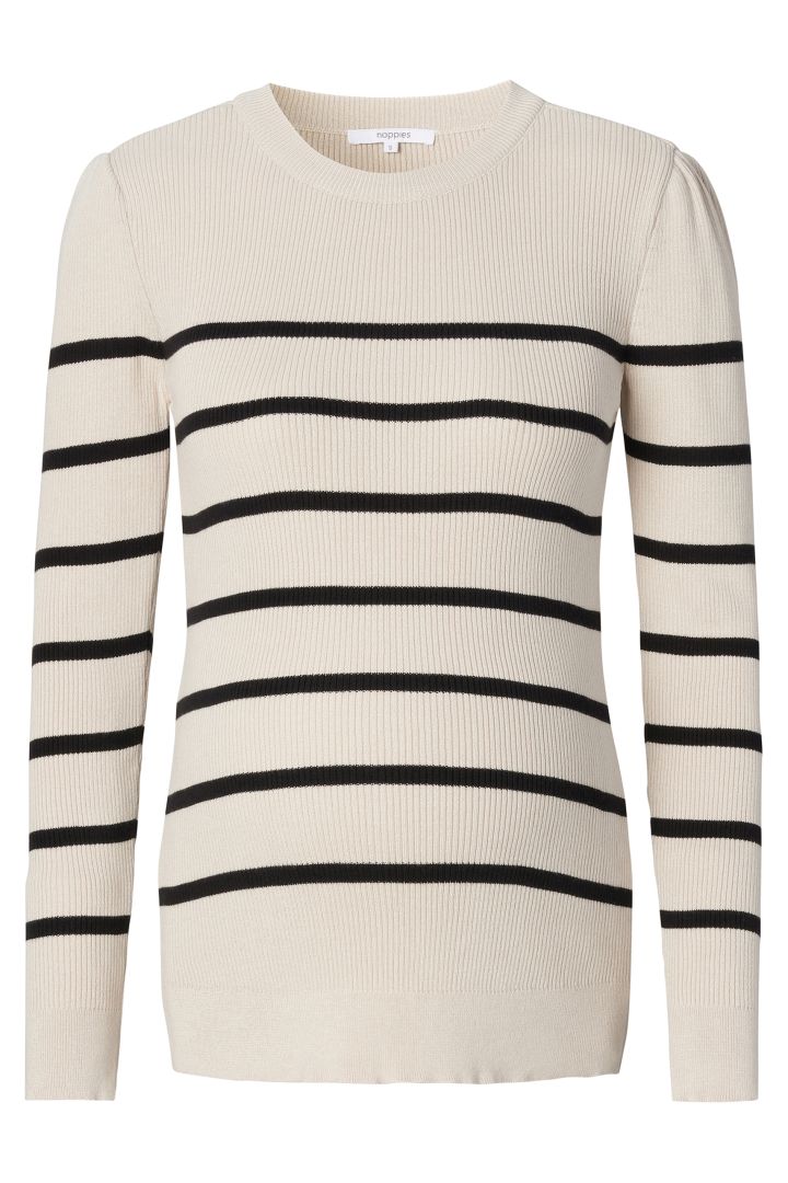Umstandspullover mit Streifen creme