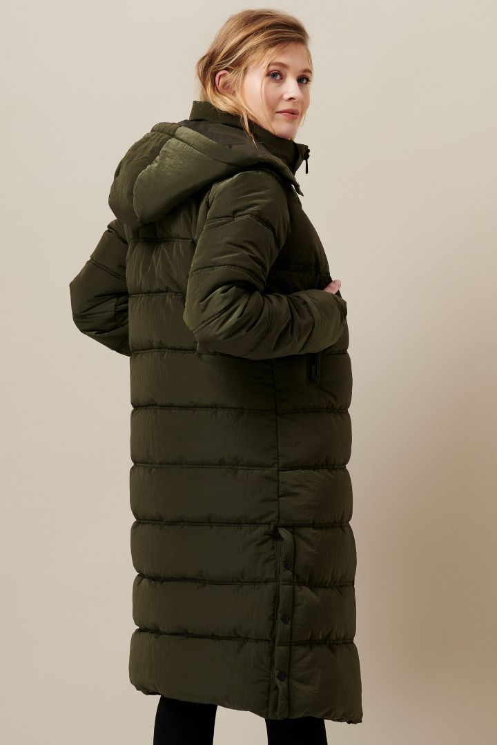 Wattierter Mantel mit Schwangerschaftseinsatz khaki