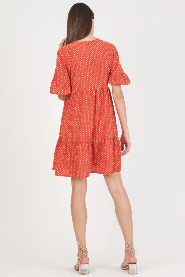 Umstands- und Still-Tunikakleid mit Polka Dots coral